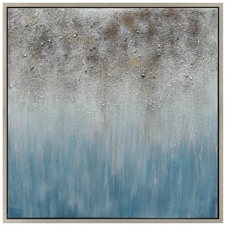 Blue Shadow Textured Glitter Hand Painted Canvas Wall Art