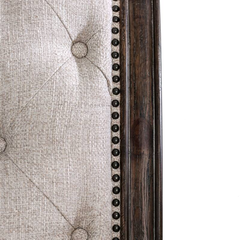 Furniture of America Brev Rustic Beige Tufted Fabric Sleigh Bed