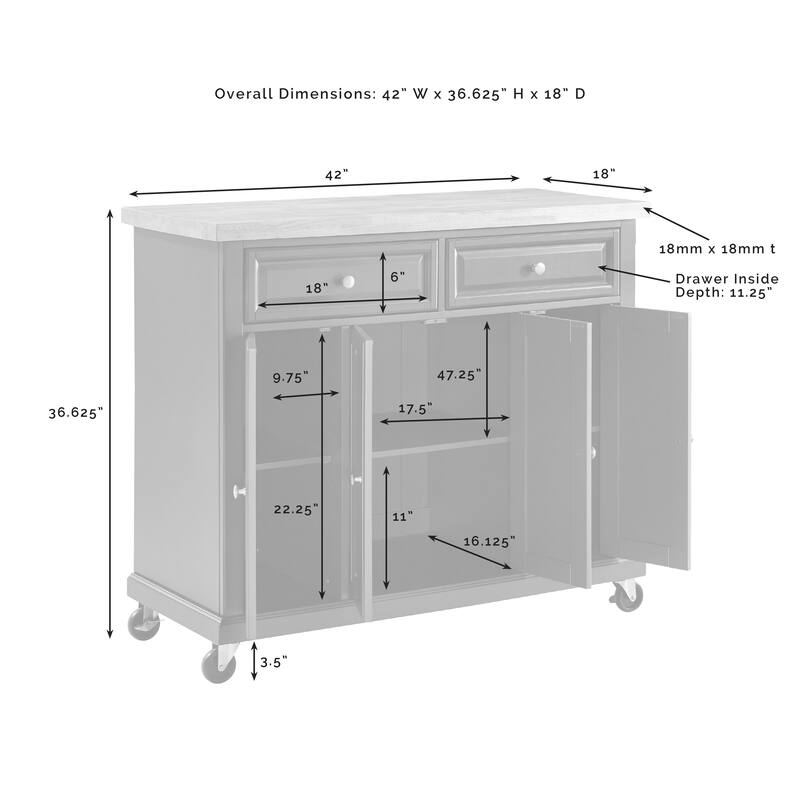 Crosley Madison Kitchen Island/Cart - 18"x42"x36.63"