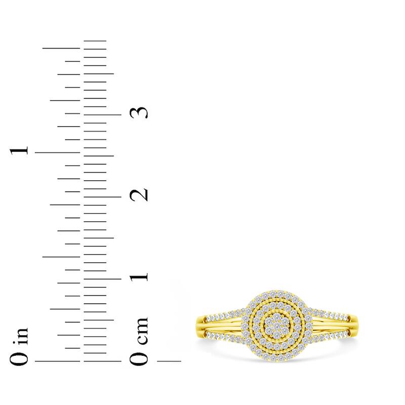 1/6ct TDW Diamond Cluster Halo Engagement Ring in 10K Yellow Gold for Women