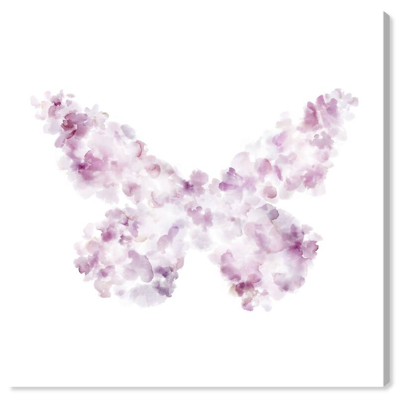 Wynwood Studio Canvas Animals Floral Butterfly Wings Purple and Modern & Contemporary Wall Art Canvas Print