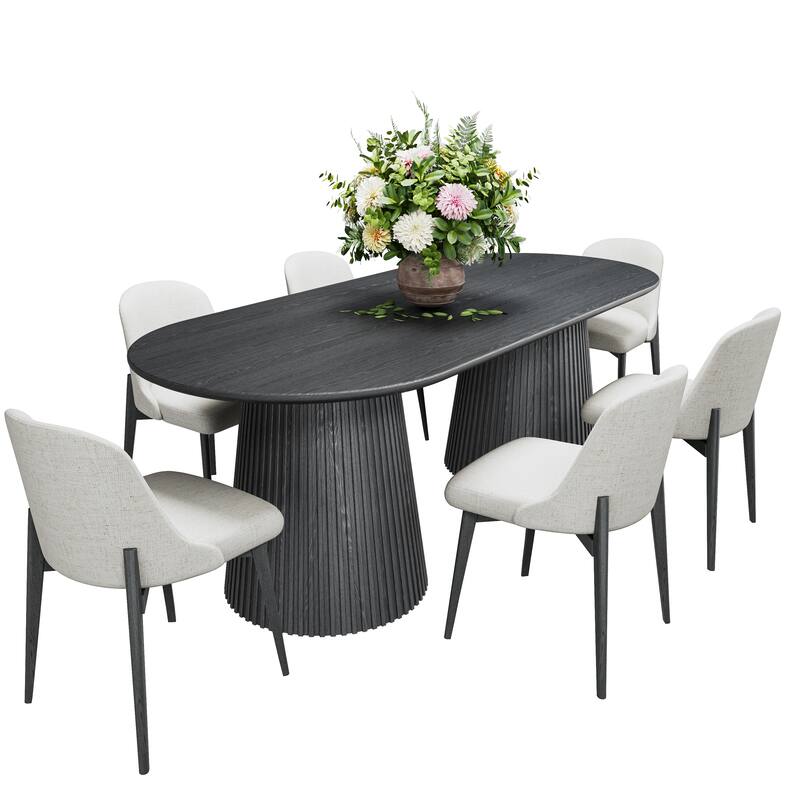 86" Double Pedestal Oval Dining Table