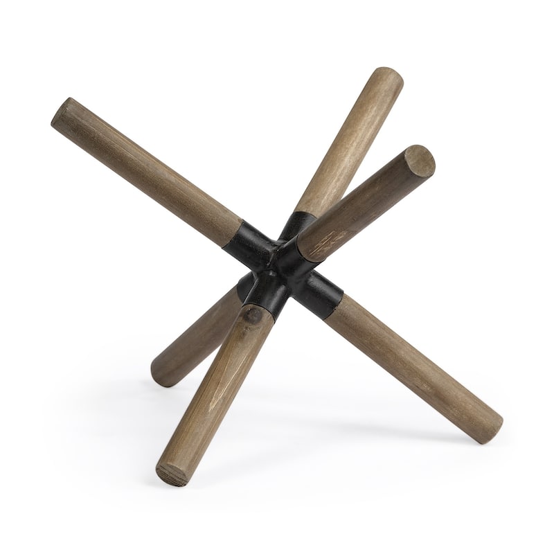 HomeRoots 6" Brown Metal And Wood Modern Abstract Tabletop Sculpture