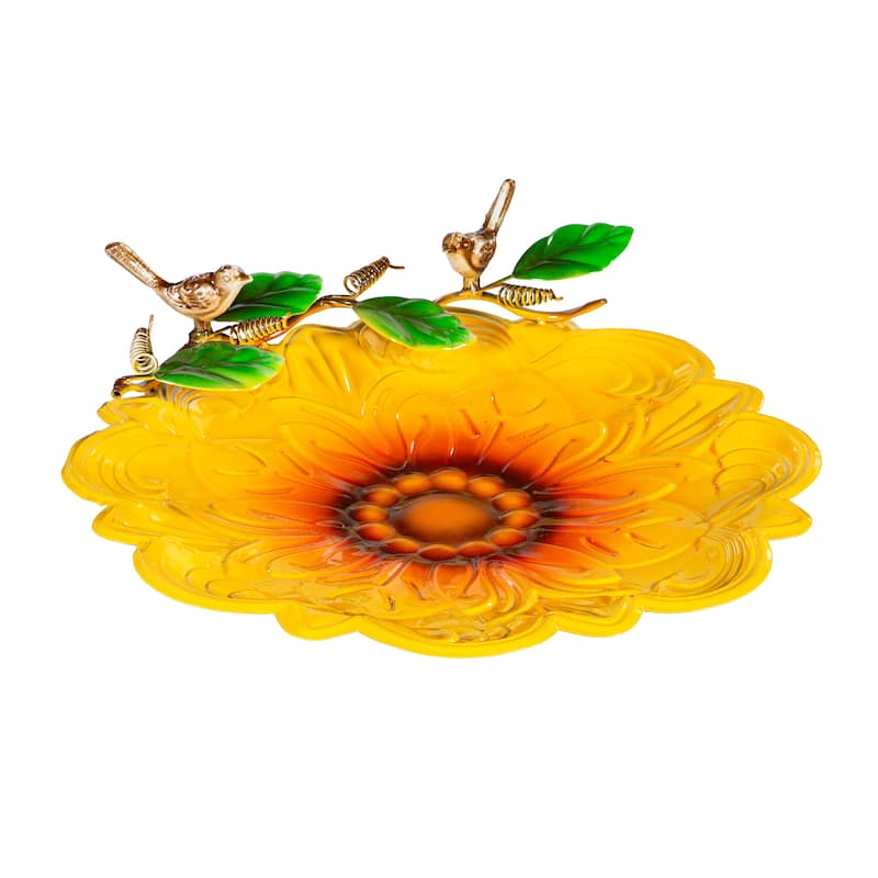 17" Metal Sculpted Edge Bird Bath, Sunflower