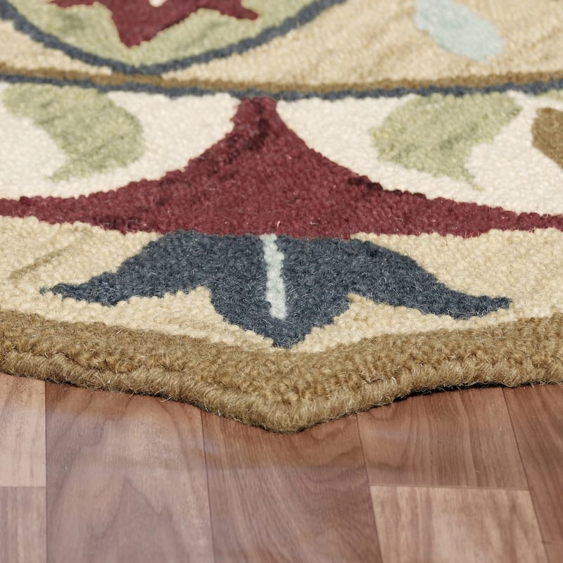 Sevita Dana Aqua Blue/Gray Bohemian Floral Hand-Tufted Wool Round Rug