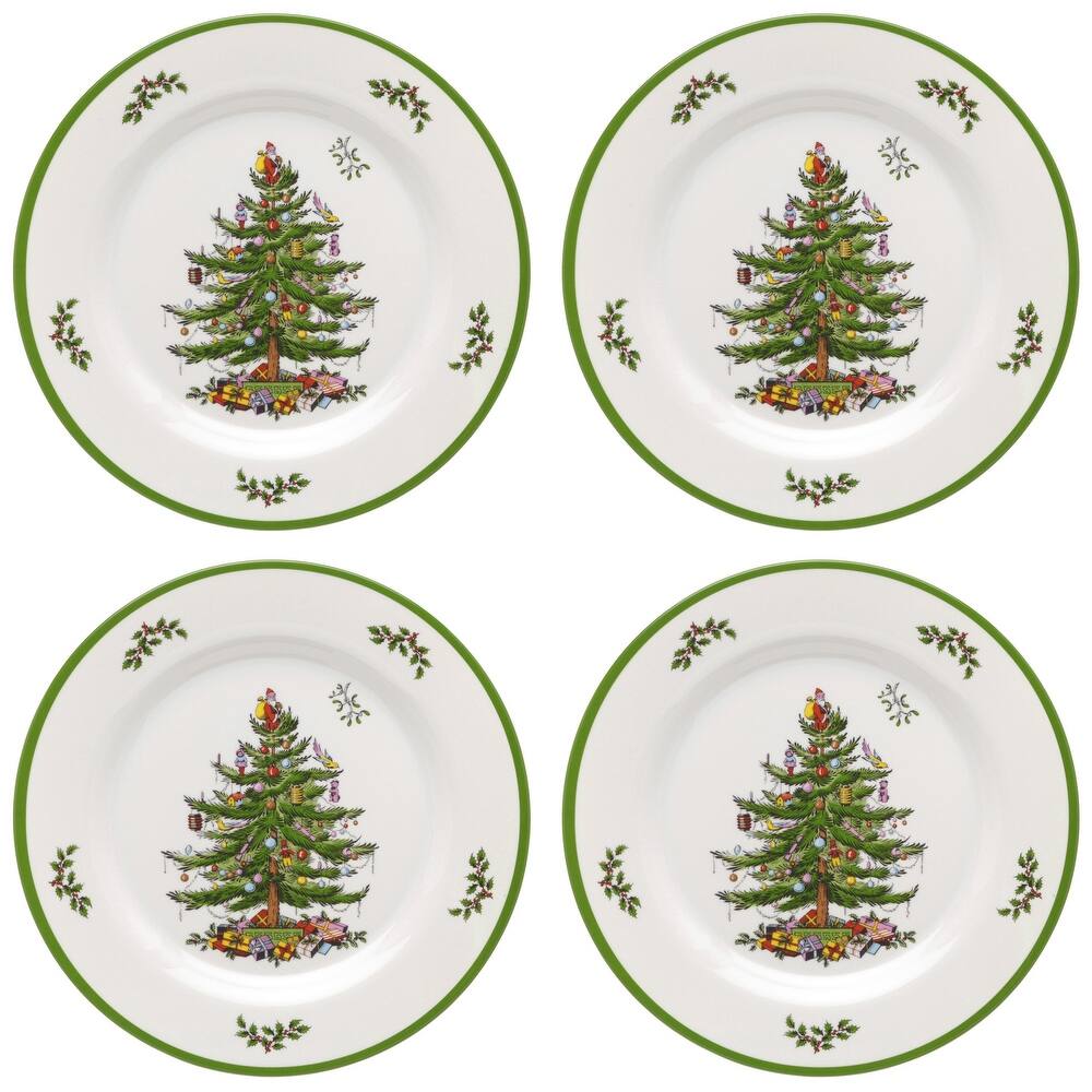 Spode Set of 4 Christmas Tree Melamine Dinner Plates - 11" D