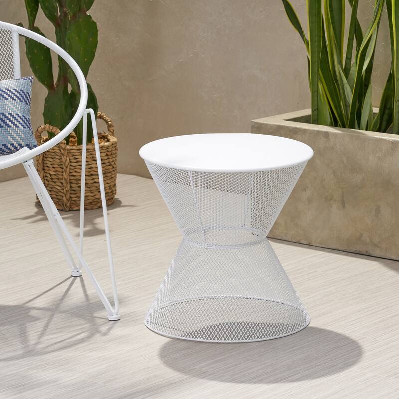 Nevada Matte White Iron Side Table