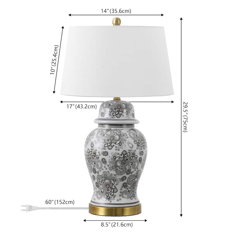 Grace 29.5" Ceramic LED Table Lamp, Blue/White by JONATHAN Y