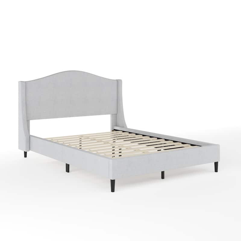 Martha Stewart Upholstered Platform Bed with Curved Headboard