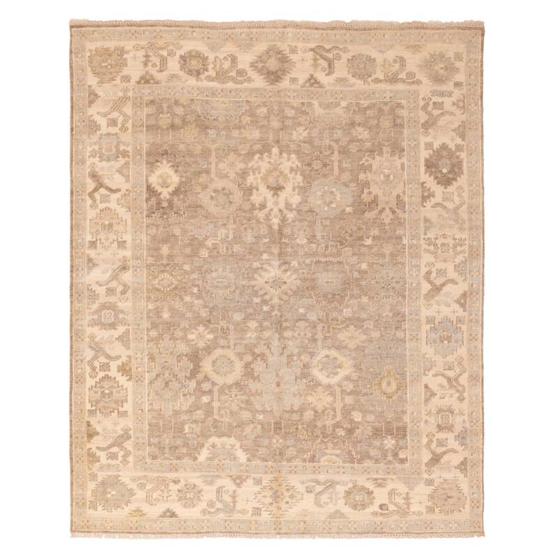 ECARPETGALLERY Hand-knotted Kavya Oushak Taupe Wool Rug - 7'10 x 9'10