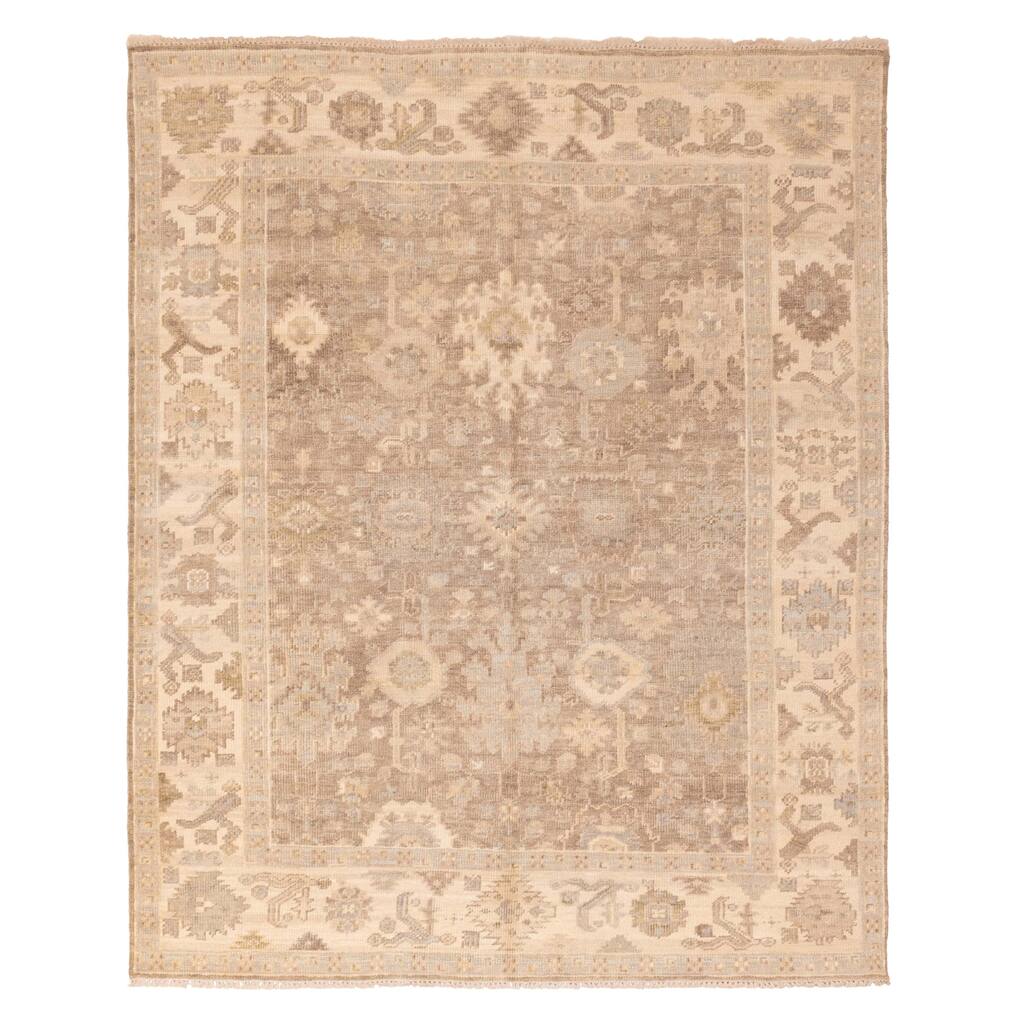ECARPETGALLERY Hand-knotted Kavya Oushak Taupe Wool Rug - 7'10 x 9'10