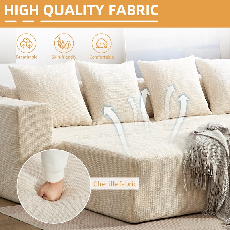 XINMICS 104.72'' Modern Sectional Sofa, 4 Seater Modular L-Shaped Full-compressed Sofa Couch - 104.72"Wx43.31"Dx23.62"H