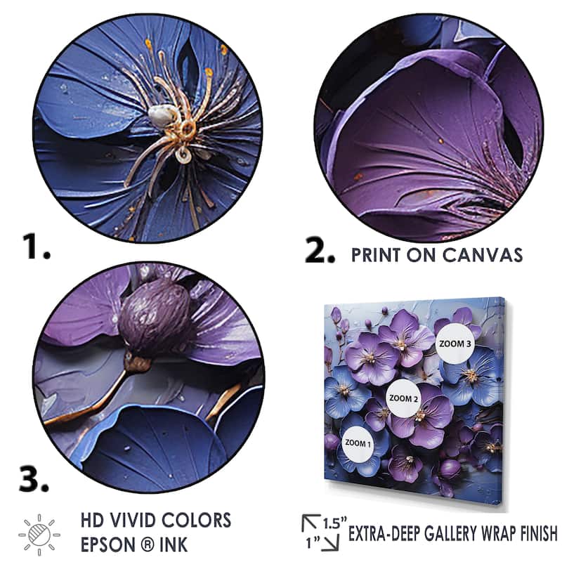 Designart "Royal Elegance " Violets Framed Canvas Prints