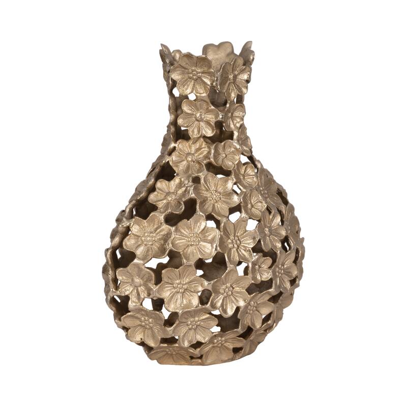 Aluminum Decorative Vase Floral Openwork Design Glam Style Modern