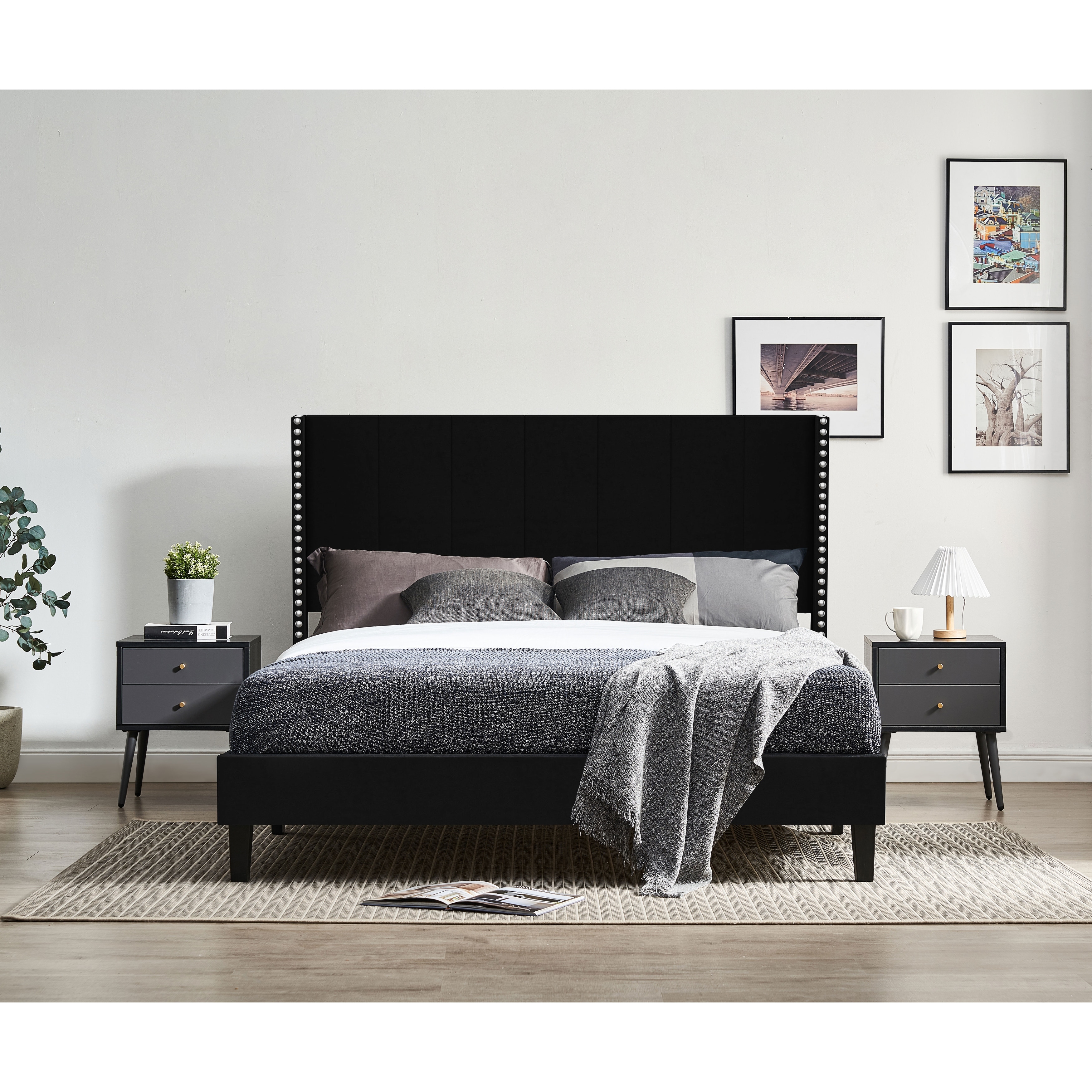 Low store tufted headboard
