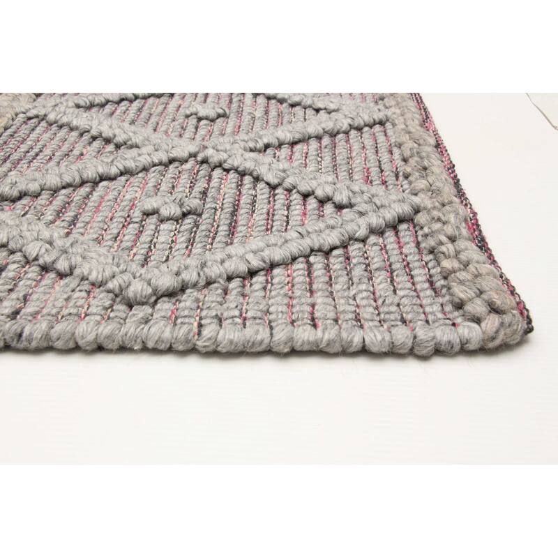 ECARPETGALLERY Braid weave Sienna Grey Wool Rug - 5'2 x 7'8