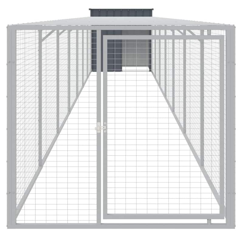 vidaXL Chicken Cage with Run Light Gray/Anthracite multisize Galvanized Steel