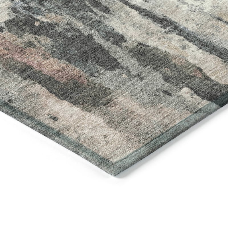 Machine Washable Indoor/ Outdoor Abstract Modern Chantille Rug