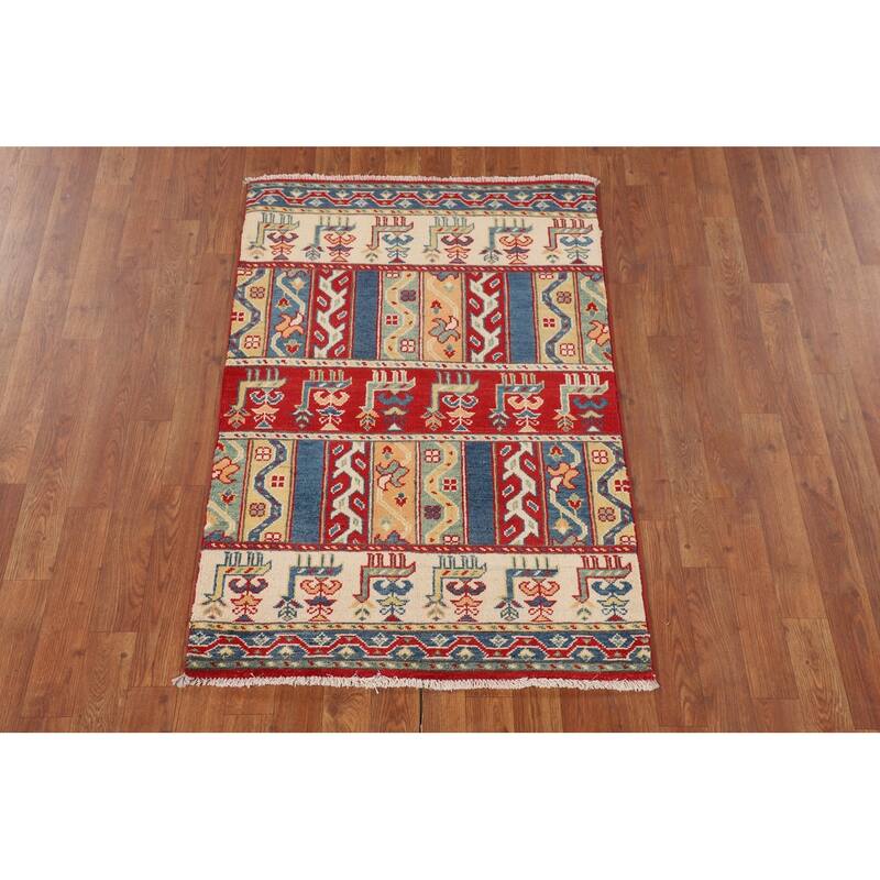 Animals Tribal Kazak Oriental Accent Rug Handmade Wool Carpet - 2'9" x 4'0"