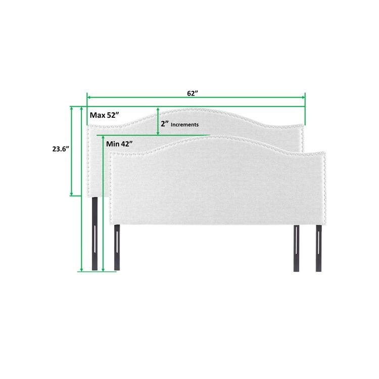 Upholstered Headboard with Nailhead Trim Height Adjustable Headboard Modern Head Board Fabric Headboard