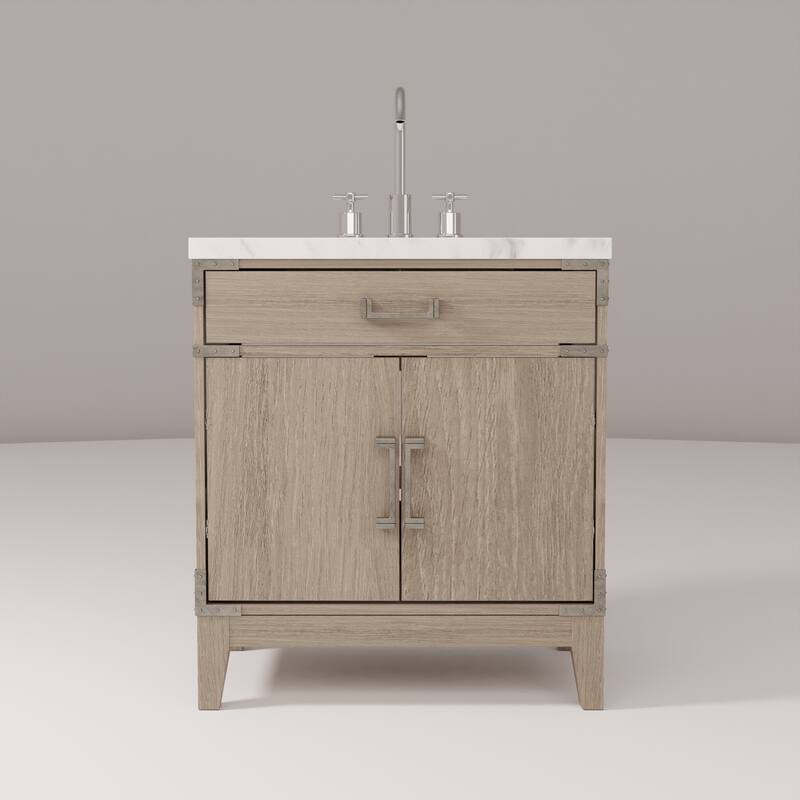 Laurel Bath Vanity Carrara Marble Top, Sink and Faucet