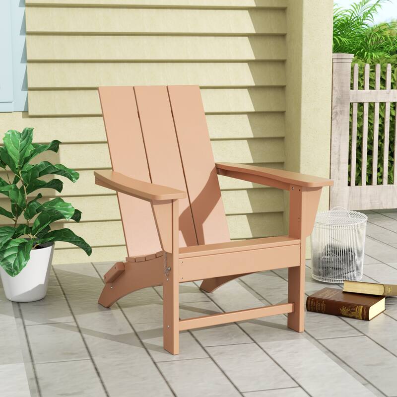 Shoreside Modern Eco-Friendly All Weather Commercial-Residential Folding Adirondack Chair - Teak