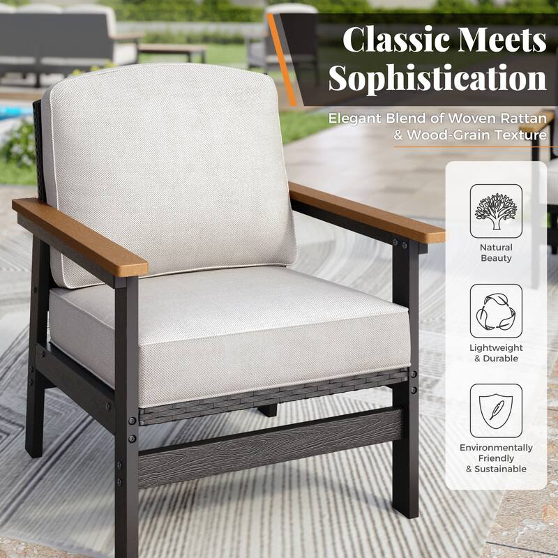 MAISON ARTS 5-Seat HDPE Outdoor Furniture Set, 4-Piece Rattan Patio Conversation Set
