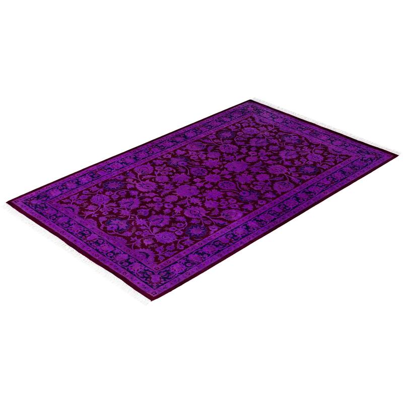 Overdyed One-of-a-Kind Hand-Knotted Area Rug - Purple - 3' 8" x 5' 3"