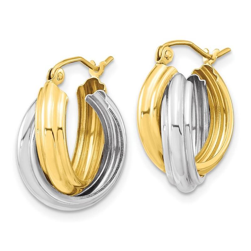 Curata 10k Two tone Gold Polished Double Hoop Earrings 20.81x8mm