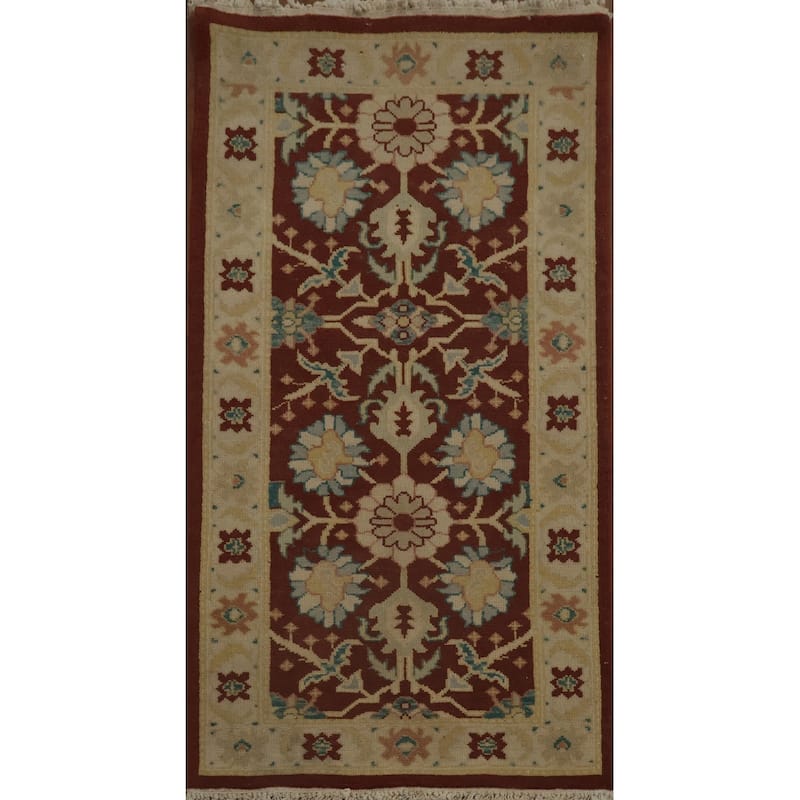 Hand Knotted Oriental 100% Wool Carpet Traditional All-Over Brown Ziegler Area Rug - 4' 0'' X 2' 0''