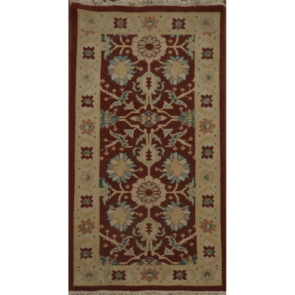 Hand Knotted Oriental 100% Wool Carpet Traditional All-Over Brown Ziegler Area Rug - 4' 0'' X 2' 0''