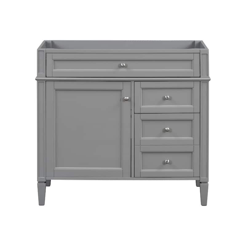 36''Bathroom Vanity Without Top Sink,Modern Bathroom Storage Cabinet With 2 Drawers And A Tip-Out Drawer,Solid Wood Frame