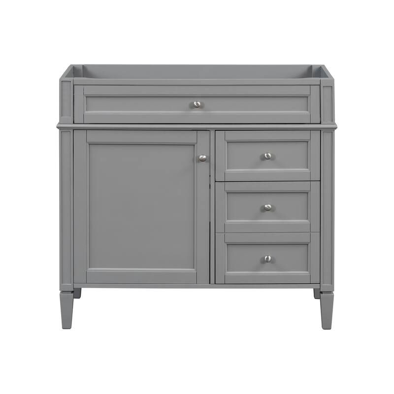 GDFStudio - Bervine Modern Freestanding Bathroom Vanity with 2 Storage Drawers and Tip-Out Compartment (NOT INCLUDE BASIN SINK)