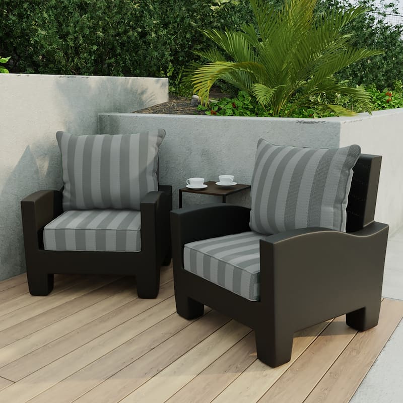 24" x 47" Outdoor Deep Seat Cushion Set with Welt - 46.5'' L x 24'' W x 6'' H - Conway Smoke