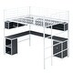 preview thumbnail 17 of 23, Full Size Metal Loft Bed with Bookcase, L -shaped Desk and Cabinet for Studying or Office