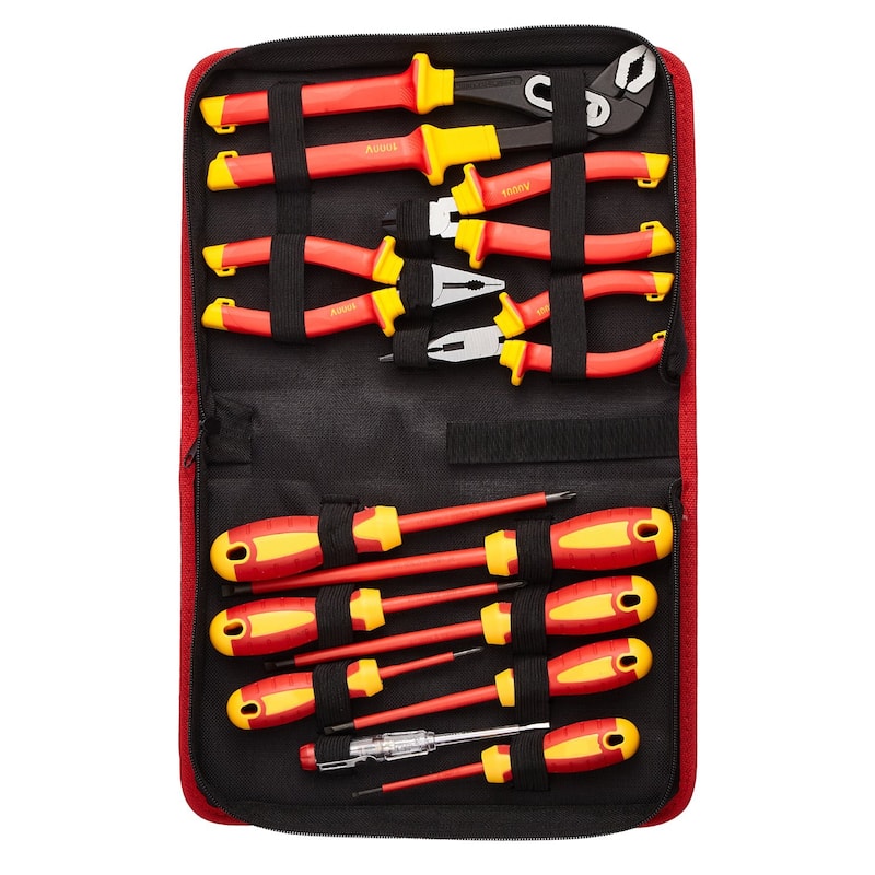 12-Piece Insulated Screwdriver Tool Set with Magnetic tip Blades Ideal for Electrician or Technician - 11.4” x 8” x 2.1”