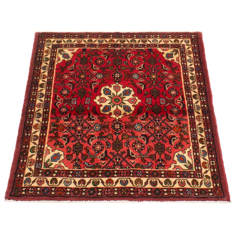ECARPETGALLERY Hand-knotted Andelz Red Wool Rug - 3'7 x 4'7