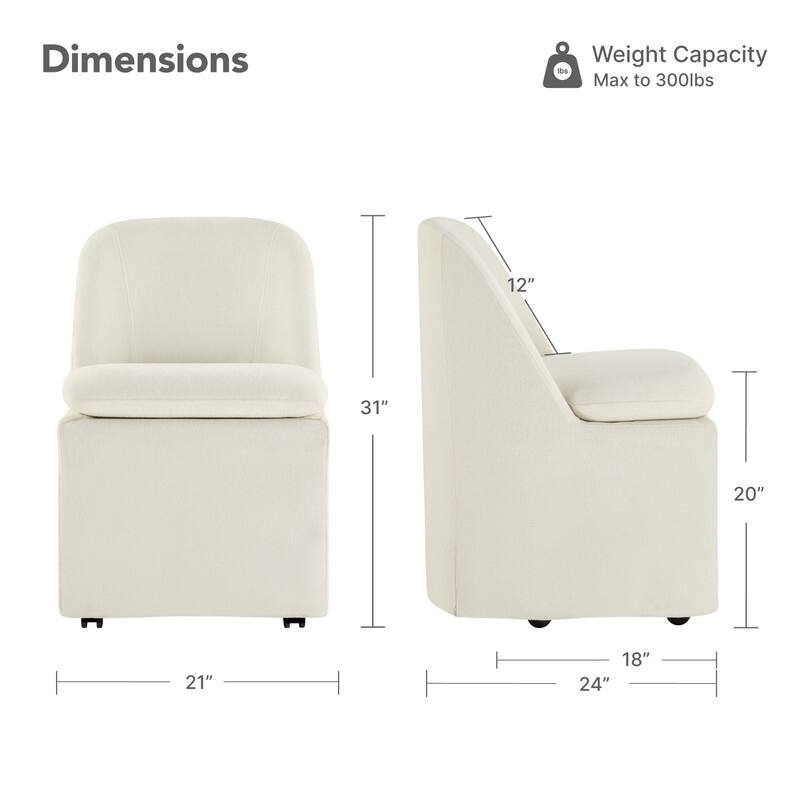 Spruce & Spring Modern Dining Chair with Removable Slipcover and Hidden Casters