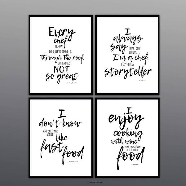 Shop Set Of 4 Unframed Prints Of Famous Chef Kitchen Quotes