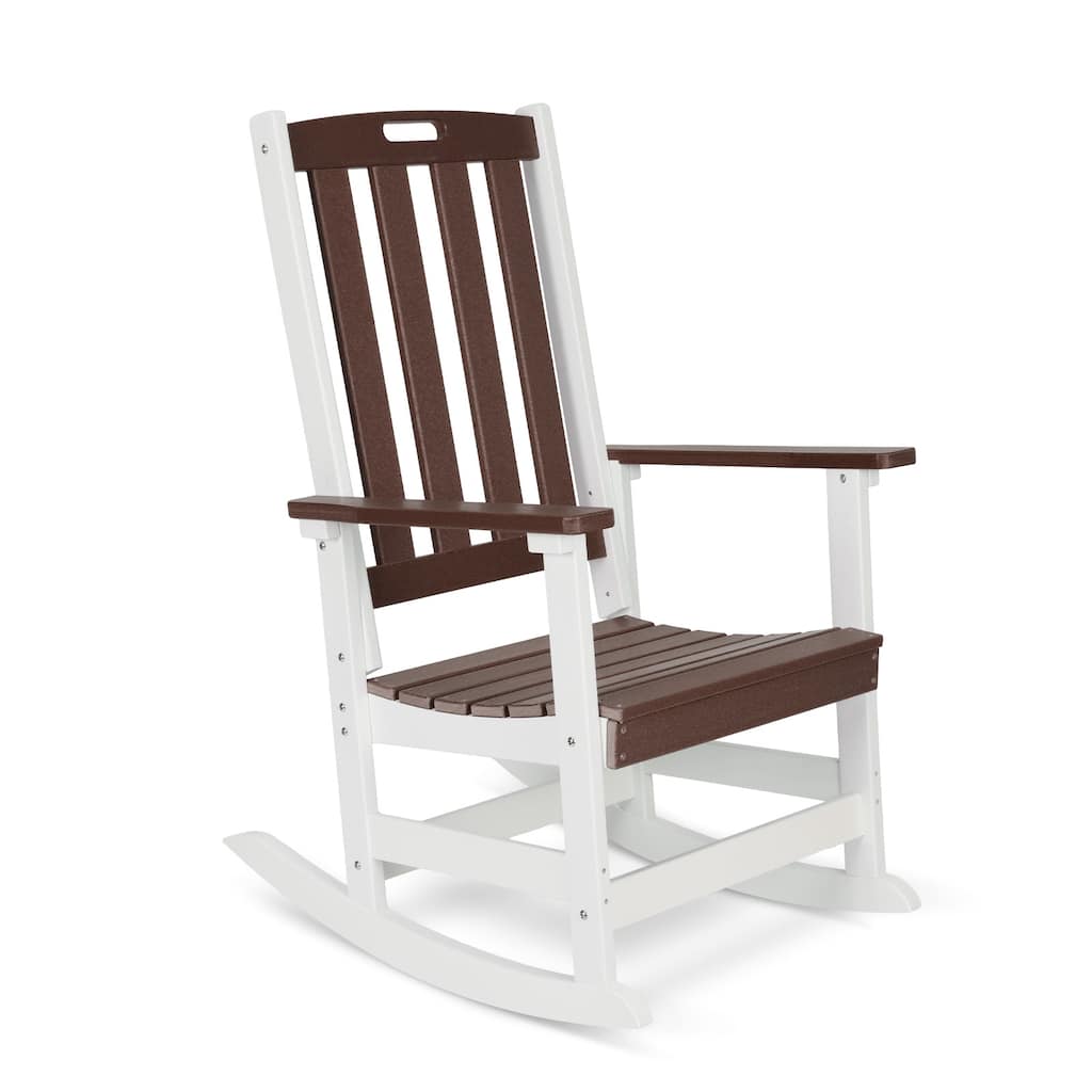 Aoodor Outdoor Rocking Chair, Ergonomic HDPE Rockers with All-Weather Design for Patio or Porch