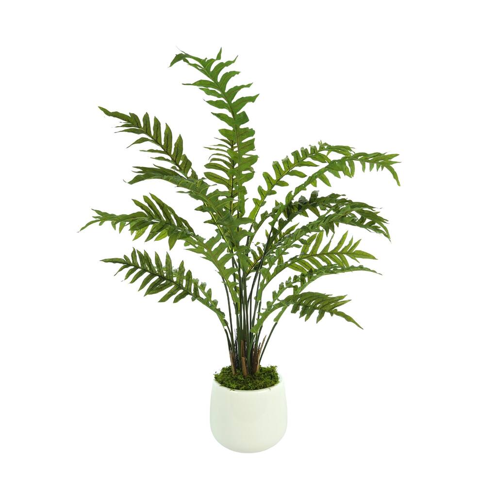 6 ft Fern Arrangement in a Round Fiberstone Pot - Green