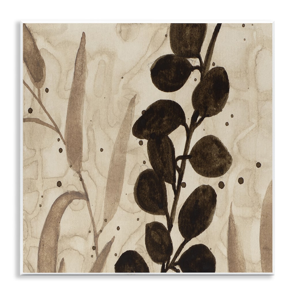 Stupell Asymmetrical Natural Leaves Wall Plaque Art Design By Krinlox