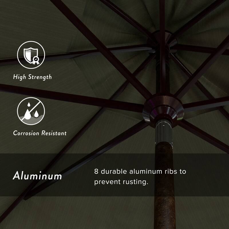 California Umbrella 11' Round Aluminum Crank Open Auto Tlit Patio Umbrella, Bronze Finish, Double Wind Vent.