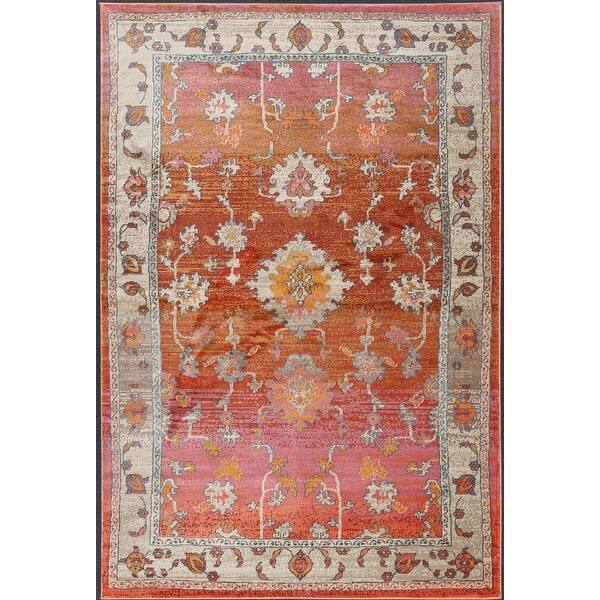 Rugs2Go Persian Culture Orange Barzul Oriental Heatseat Polypropylene