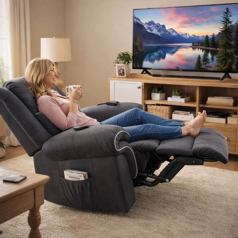 Seru Power Motion Lift and Recliner Chair, Heated Massage, Dark Gray