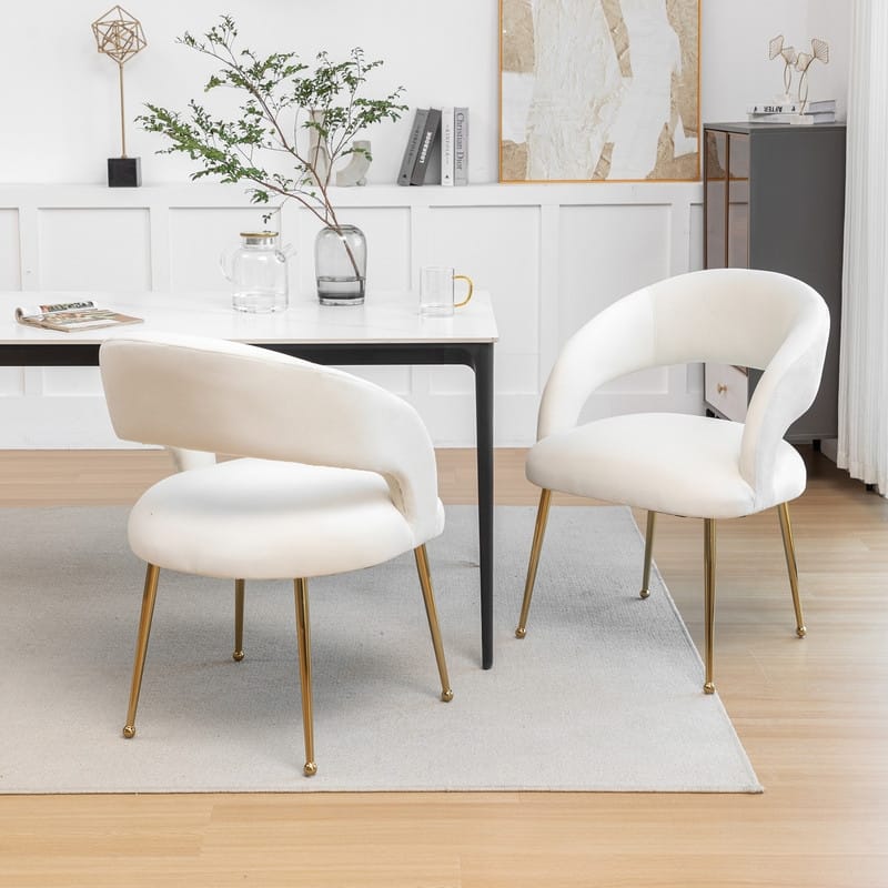 SEYNAR Mid Century Modern Velvet Upolstered Open-Back Dining Chair Set of 6