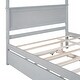 preview thumbnail 26 of 25, Wood Canopy Bed with Pull Out Trundle Bed, Full Size Canopy Platform Bed with Headboard and Footboard - No Box Spring Needed