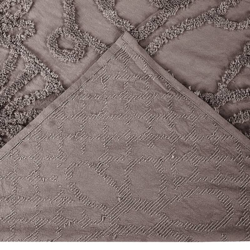 King Wedding Ring Tufted Chenille Bedspread - Blue