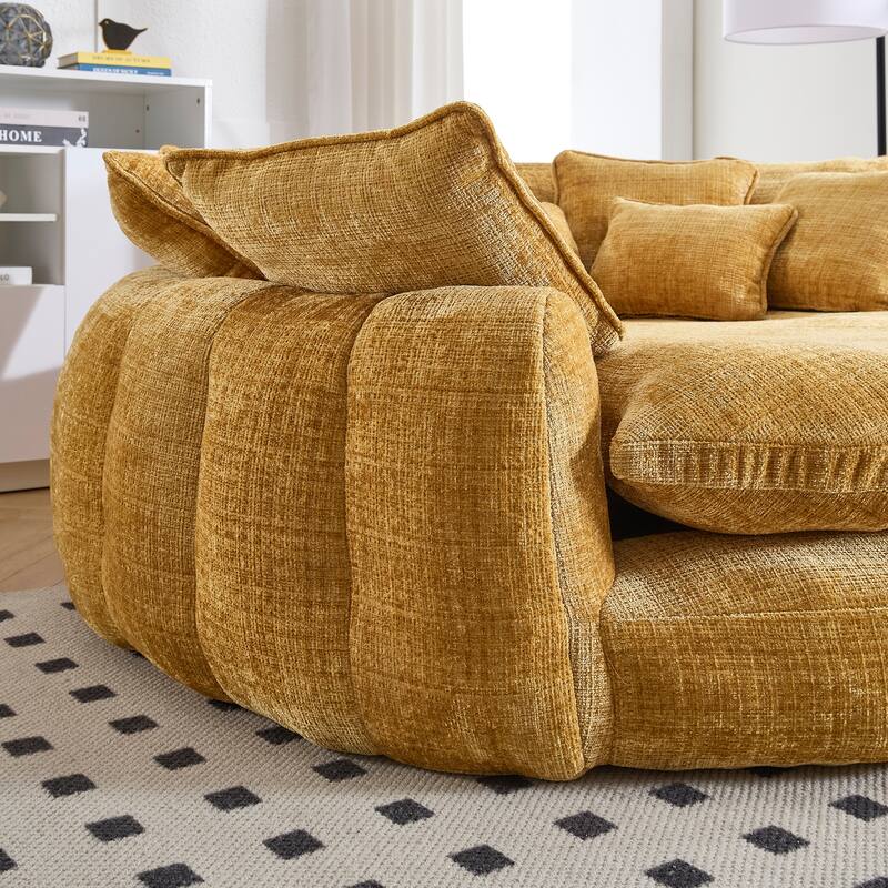 Comfortable Oversized Double Loaf High Back Round Sofa Bed with Armrests