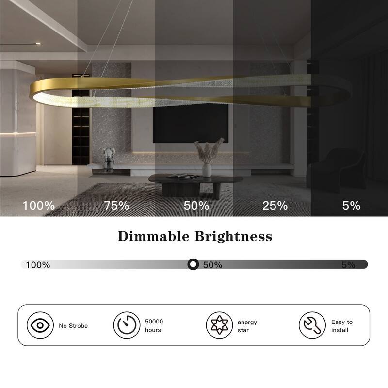 Modern LED Pendant Light Fixture, Contemporary Irregular Ring Chandelier